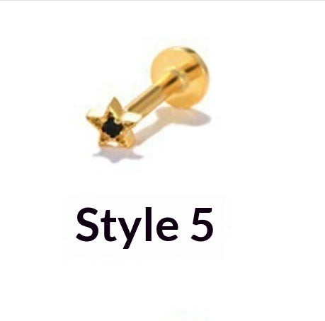 Geometric Diamond-studded Flat-head Helix Piercing Earring