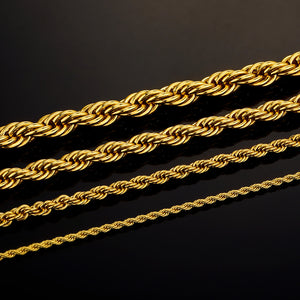 24k Color-retention Electroplated Twisted Rope Necklace And Bracelet