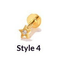 Load image into Gallery viewer, Geometric Diamond-studded Flat-head Helix Piercing Earring