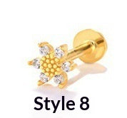 Geometric Diamond-studded Flat-head Helix Piercing Earring