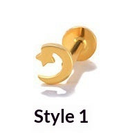 Load image into Gallery viewer, Geometric Diamond-studded Flat-head Helix Piercing Earring