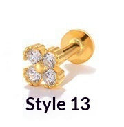 Load image into Gallery viewer, Geometric Diamond-studded Flat-head Helix Piercing Earring