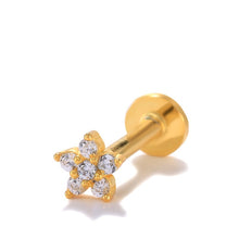Load image into Gallery viewer, Geometric Diamond-studded Flat-head Helix Piercing Earring