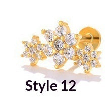 Geometric Diamond-studded Flat-head Helix Piercing Earring