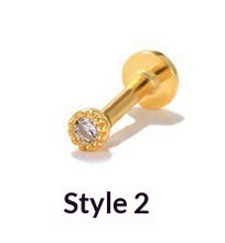 Load image into Gallery viewer, Geometric Diamond-studded Flat-head Helix Piercing Earring