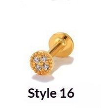 Load image into Gallery viewer, Geometric Diamond-studded Flat-head Helix Piercing Earring