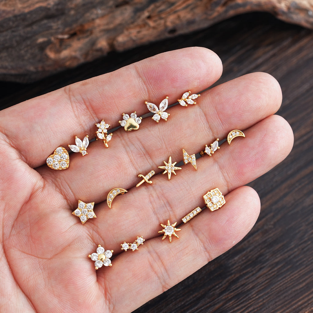 Minimalist Micro-Set Zircon Ear Cuffs